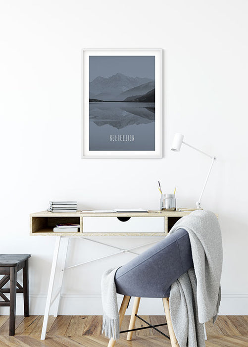 Wandbild - Word Lake Reflection Steel
