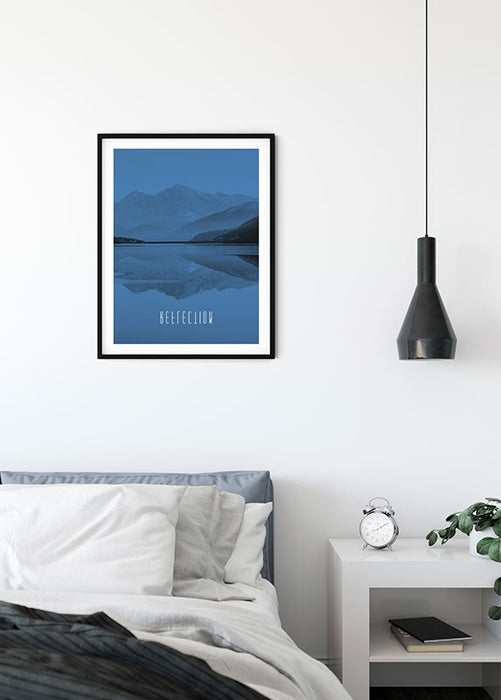 Komar NEU | Wandbild - Word Lake Reflection Blue - Größe 30 x 40 cm