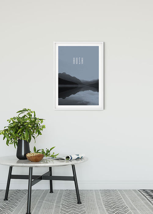 Wandbild - Word Lake Hush Steel