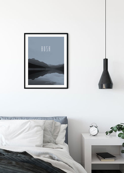 Wandbild - Word Lake Hush Steel