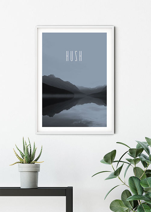 Wandbild - Word Lake Hush Steel