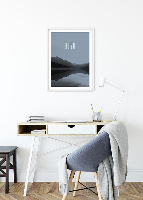 Wandbild - Word Lake Hush Steel