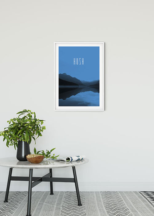 Wandbild - Word Lake Hush Blue
