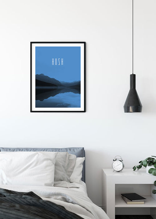 Wandbild - Word Lake Hush Blue