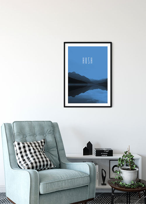 Wandbild - Word Lake Hush Blue