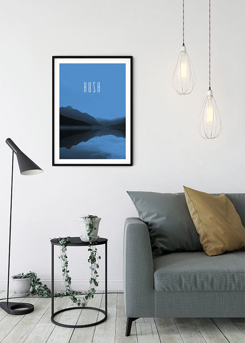 Komar NEU | Wandbild - Word Lake Hush Blue - Größe 50 x 70 cm