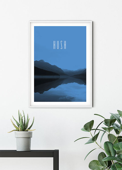 Komar NEU | Wandbild - Word Lake Hush Blue - Größe 50 x 70 cm