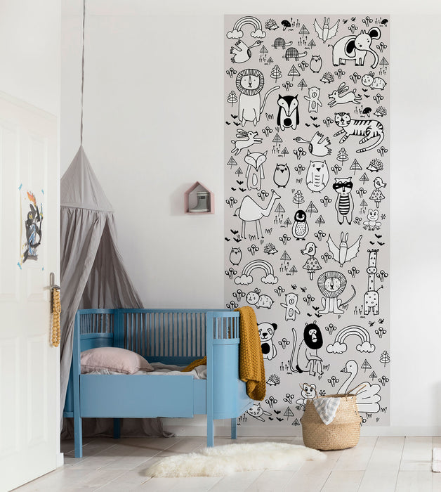 Digitaldruck Vlies Fototapete | Scribble Park Panel | 100 x 250 cm