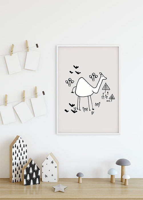 Komar NEU | Wandbild - Scribble Camel - Größe 40 x 50 cm