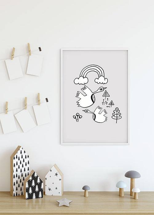Komar NEU | Wandbild - Scribble Birdy - Größe 50 x 70 cm