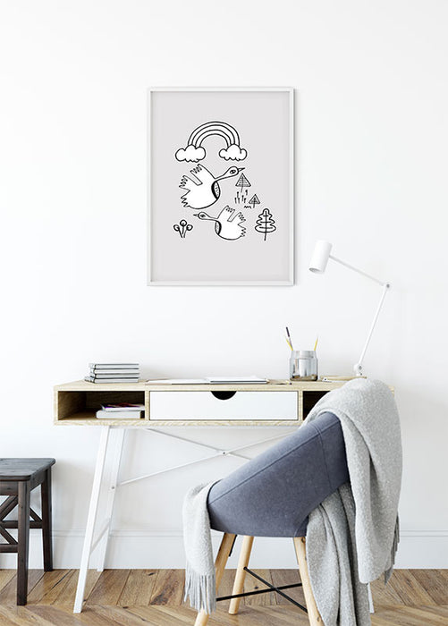 Wandbild - Scribble Birdy