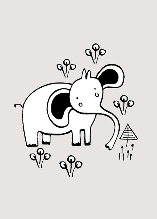 Komar NEU | Wandbild - Scribble Elephant - Größe 40 x 50 cm