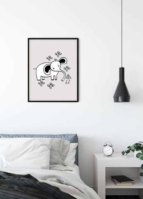 Komar NEU | Wandbild - Scribble Elephant - Größe 50 x 70 cm