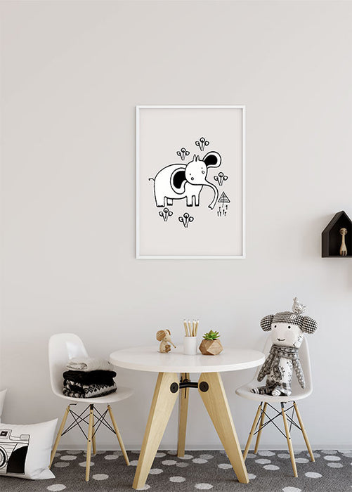 Komar NEU | Wandbild - Scribble Elephant - Größe 50 x 70 cm
