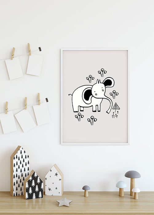 Komar NEU | Wandbild - Scribble Elephant - Größe 30 x 40 cm