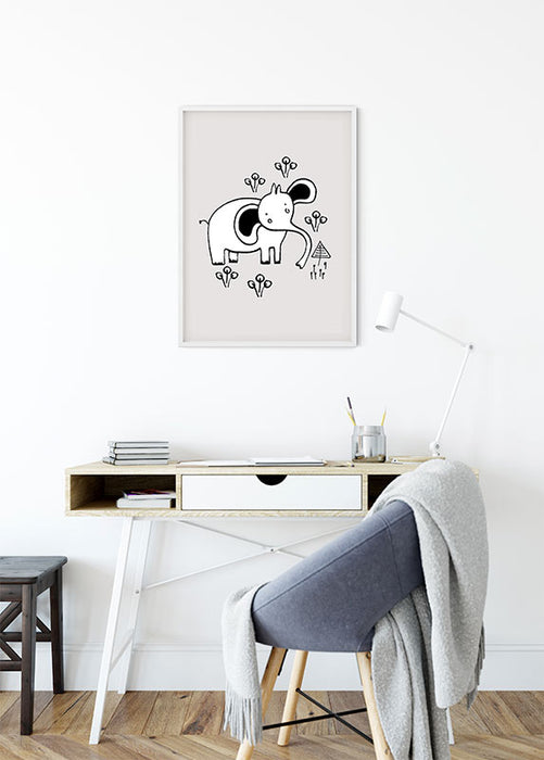 Wandbild - Scribble Elephant