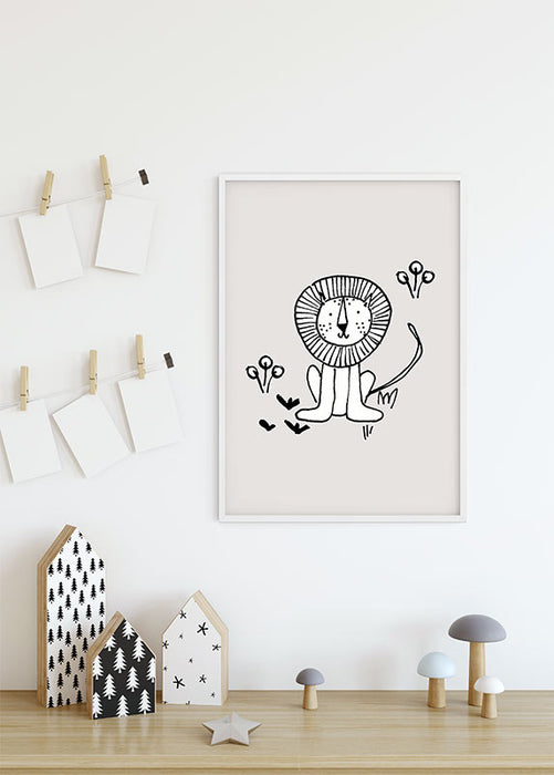 Komar NEU | Wandbild - Scribble Lion - Größe 50 x 70 cm
