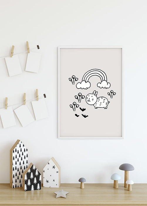 Komar NEU | Wandbild - Scribble Bunny - Größe 40 x 50 cm