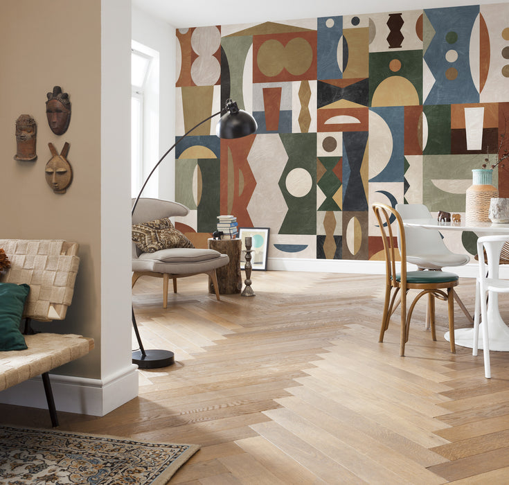 Komar NEU | Digitaldruck Vlies Fototapete - Tribal Tiles - Größe 400 x 250 cm