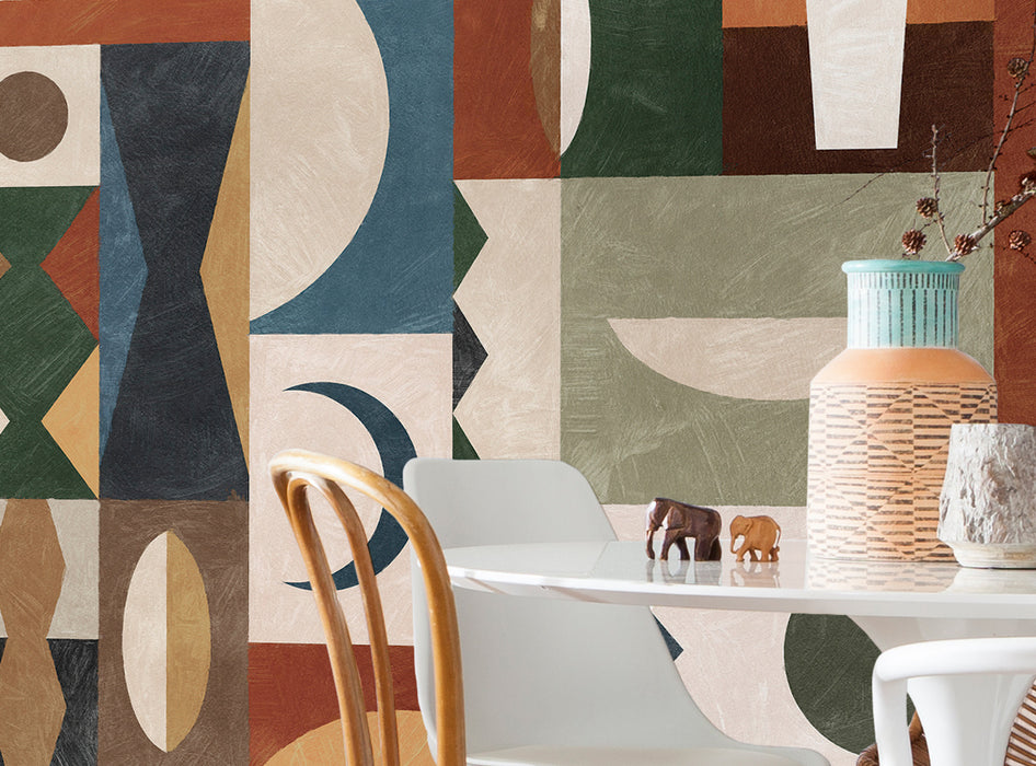 Komar NEU | Digitaldruck Vlies Fototapete - Tribal Tiles - Größe 400 x 250 cm