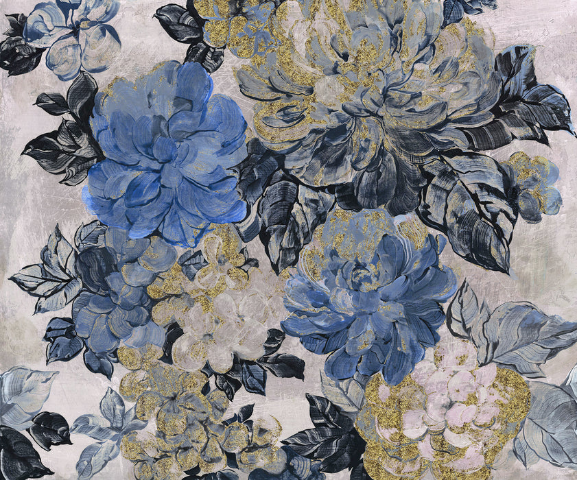Digitaldruck Vlies Fototapete | Vintage blue Garden | 300 x 250 cm