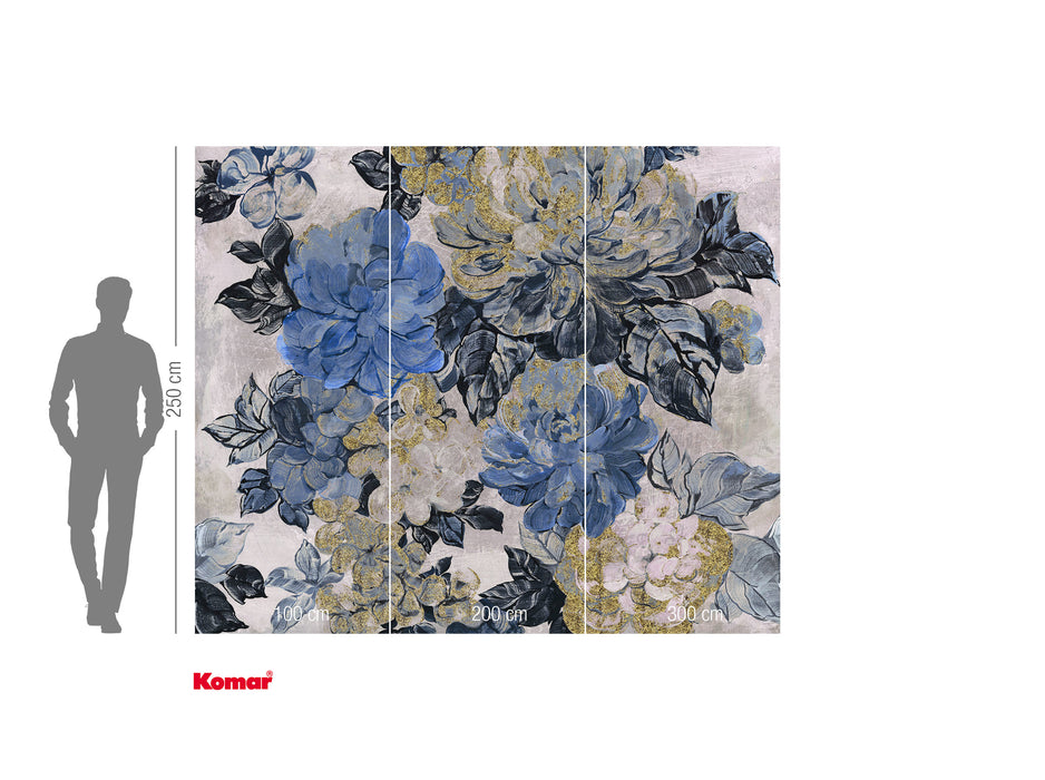 Digitaldruck Vlies Fototapete | Vintage blue Garden | 300 x 250 cm