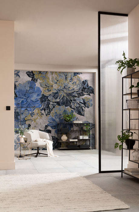 Digitaldruck Vlies Fototapete | Vintage blue Garden | 300 x 250 cm