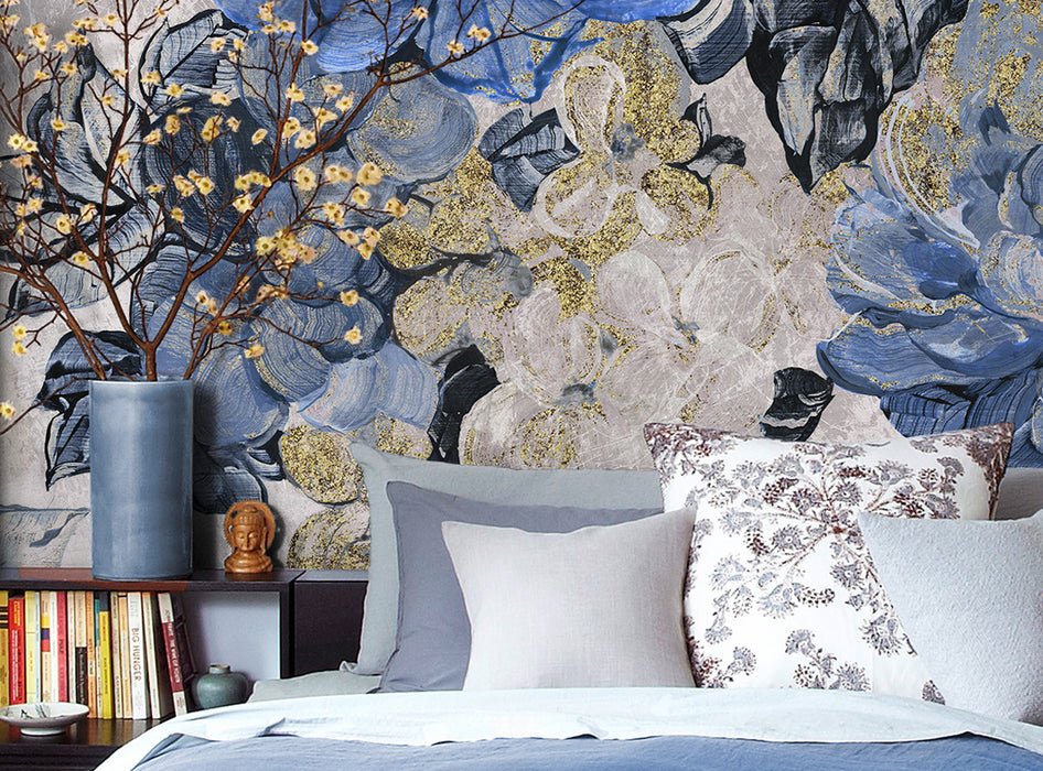 Digitaldruck Vlies Fototapete | Vintage blue Garden | 300 x 250 cm