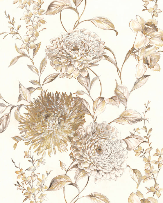 Komar NEU | Digitaldruck Vlies Fototapete - Vintage Chrysanthemum - Größe 200 x 250 cm