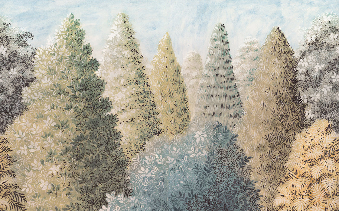 Komar NEU | Digitaldruck Vlies Fototapete - Painted Woods - Größe 400 x 250 cm