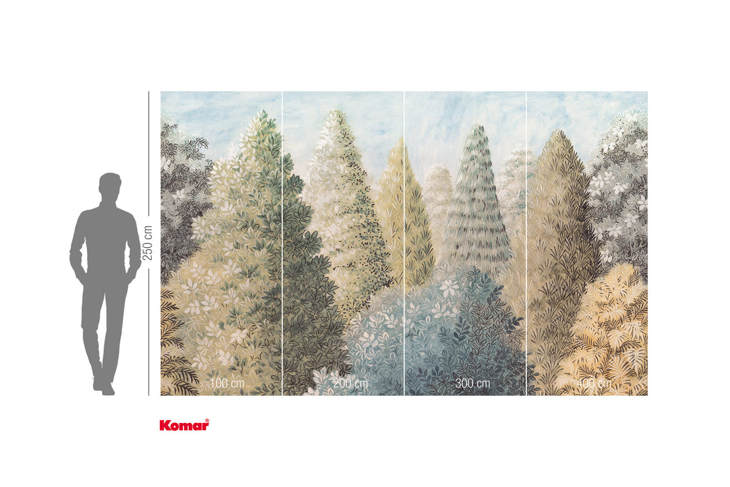 Komar NEU | Digitaldruck Vlies Fototapete - Painted Woods - Größe 400 x 250 cm