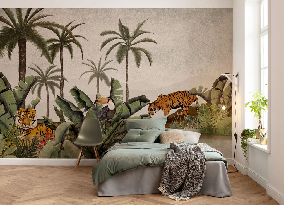 Komar NEU | Digitaldruck Vlies Fototapete - Tiger Jungle - Größe 400 x 250 cm