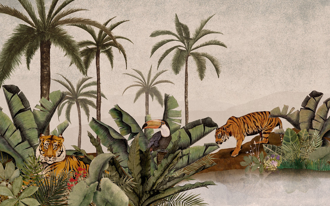 Digitaldruck Vlies Fototapete | Tiger Jungle | 400 x 250 cm