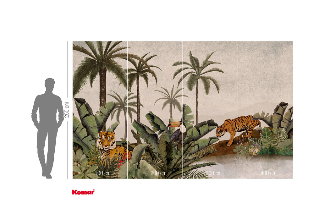 Komar NEU | Digitaldruck Vlies Fototapete - Tiger Jungle - Größe 400 x 250 cm