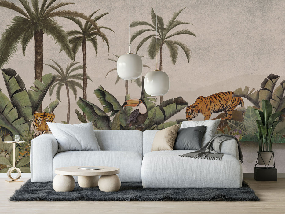 Digitaldruck Vlies Fototapete | Tiger Jungle | 400 x 250 cm