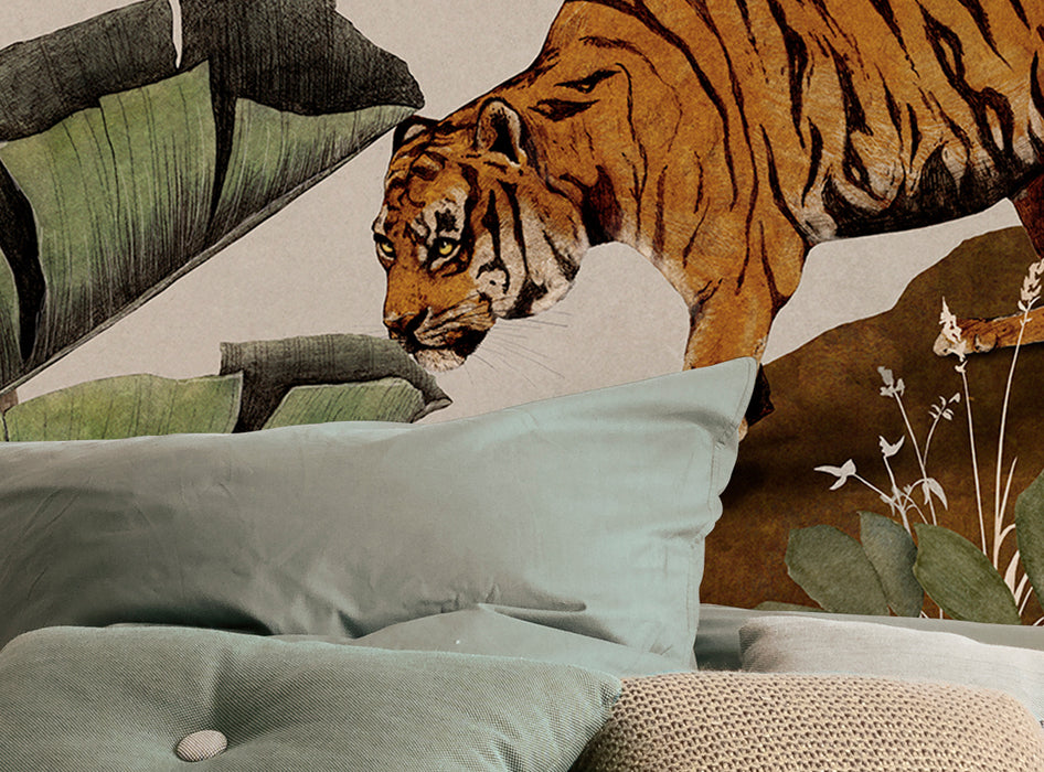 Komar NEU | Digitaldruck Vlies Fototapete - Tiger Jungle - Größe 400 x 250 cm
