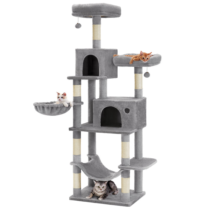 AUSLAUF FEANDREA | PCT196W01 Katzenkratzbaum, Slim Katzenkratzbaum, Large Cats, Stationary, Space Saving, Easy Climbing, Large Hängematte, Eliminates Lack of Exercise, Multiple Heads 78.6 inches (199 cm) Height