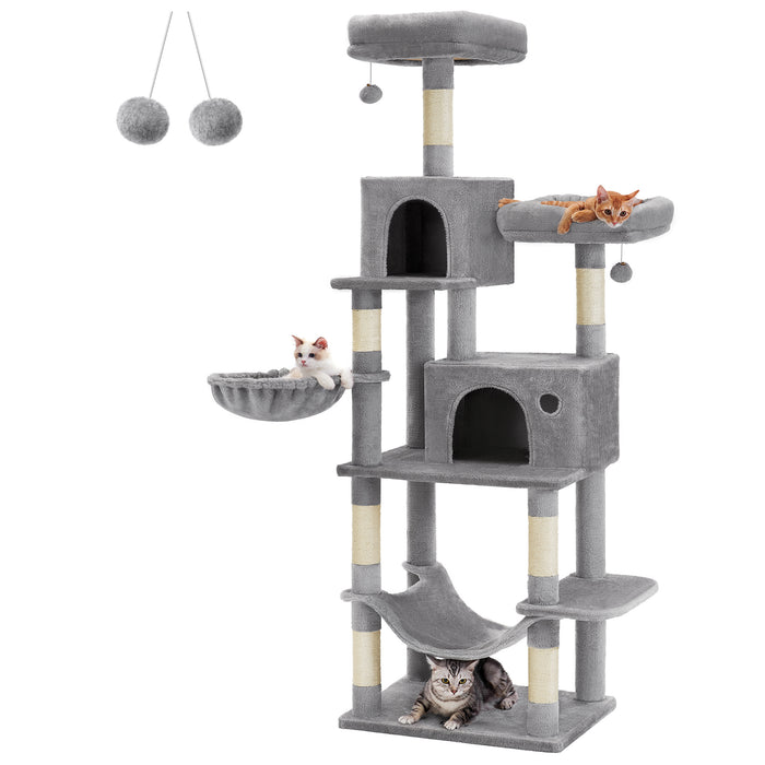AUSLAUF FEANDREA | PCT196W01 Katzenkratzbaum, Slim Katzenkratzbaum, Large Cats, Stationary, Space Saving, Easy Climbing, Large Hängematte, Eliminates Lack of Exercise, Multiple Heads 78.6 inches (199 cm) Height