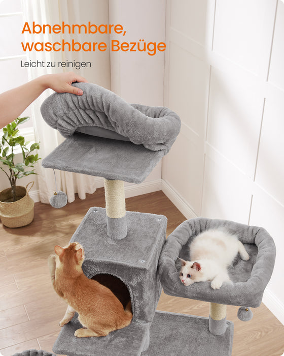 AUSLAUF FEANDREA | PCT196W01 Katzenkratzbaum, Slim Katzenkratzbaum, Large Cats, Stationary, Space Saving, Easy Climbing, Large Hängematte, Eliminates Lack of Exercise, Multiple Heads 78.6 inches (199 cm) Height
