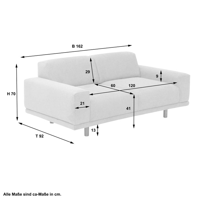 Penelope | Sofa 2-Sitzer | Flachgewebe | Silber