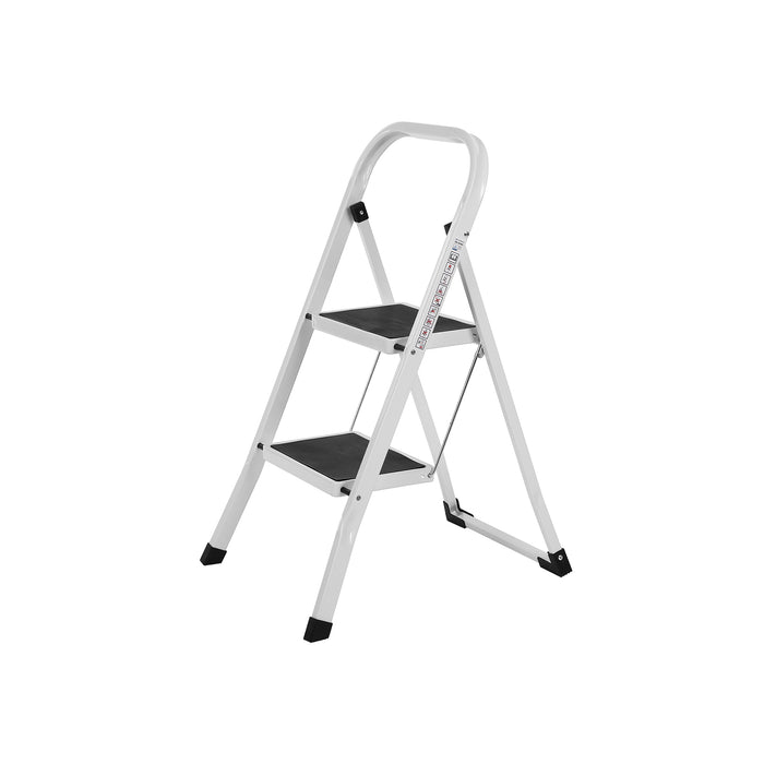 AUSLAUF SONGMICS | GSL12WT Folding Step Ladder with 2 Steps, Folding Section, Safety Locking Mechanism, Easy to Store, Load Capacity 150 kg, TÜV Rheinland-Tested to EN14183