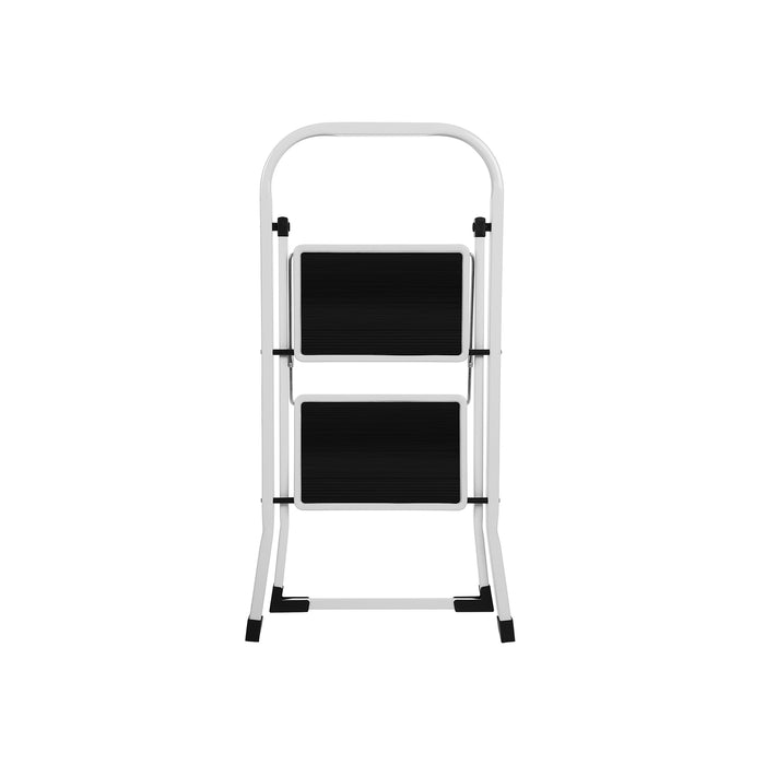 AUSLAUF SONGMICS | GSL12WT Folding Step Ladder with 2 Steps, Folding Section, Safety Locking Mechanism, Easy to Store, Load Capacity 150 kg, TÜV Rheinland-Tested to EN14183