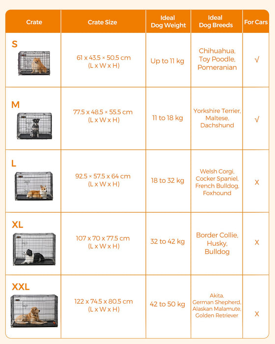 AUSLAUF FEANDREA | Dog Crate, faltbar, 122 cm Long, 2 Doors, XXL, Black PPD48H