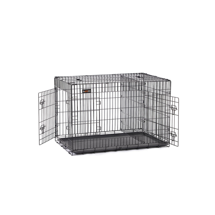 AUSLAUF FEANDREA | Hundegitter, Dog Crate with 2 Doors, 122 x 74.5 x 80.5 cm, Black PPD48BK