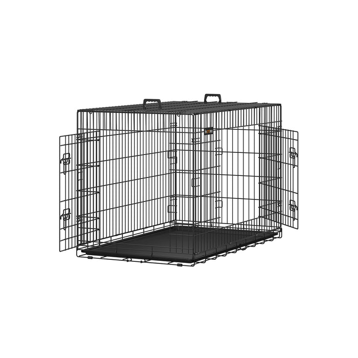 AUSLAUF FEANDREA | Dog Crate, faltbar, 122 cm Long, 2 Doors, XXL, Black PPD48H
