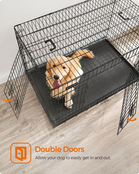 AUSLAUF FEANDREA | Dog Crate, faltbar, 122 cm Long, 2 Doors, XXL, Black PPD48H