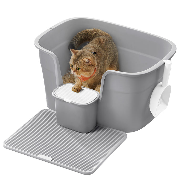 Feandrea | Katzenklo mit hohen Seitenwänden taubengrau