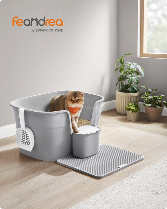 Feandrea | Katzenklo mit hohen Seitenwänden taubengrau