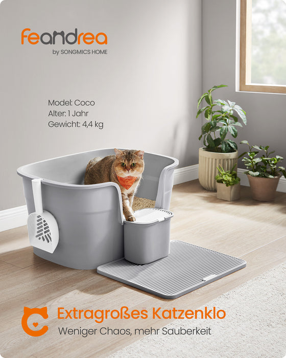 Feandrea | Katzenklo mit hohen Seitenwänden taubengrau