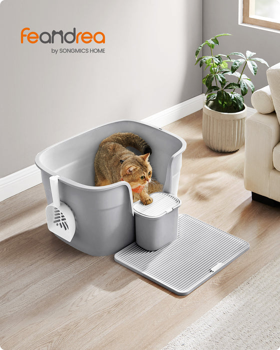 Feandrea | Katzenklo mit hohen Seitenwänden taubengrau